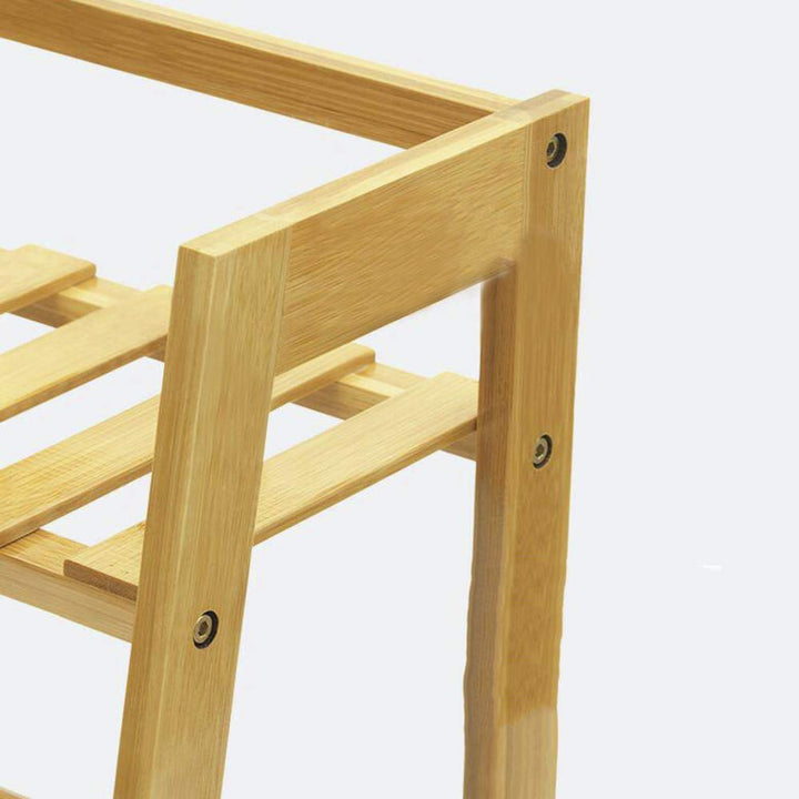 Naayaab Craft Multifunctional Bamboo Coat Rack, Cloth Stand with Rack, Top Shelf & Shoe Stand Clothing Storage Organizer Shelves for Hallway, Living Room (L-100 x W-40 x H-140) CM