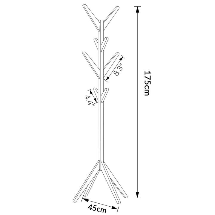 Naayaab Craft Coat Racks Coat Stand Free Standing with 8 Hooks Organize Hats Scarves, Clothes, Handbags for Entry Hallway Bedroom Room (45 x 45 x 175 cm) Multicolor