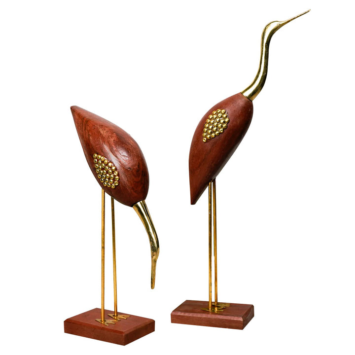 Naayaab Craft Premium Swan Pair Fantasy Showpiece,Wooden Show Pieces For Home Decor Items For Living Room Bedroom,Swan Crane Love Birds Good Luck Kissing Duck Show Piece-(Maroon,16 Inch)-Set Of 2