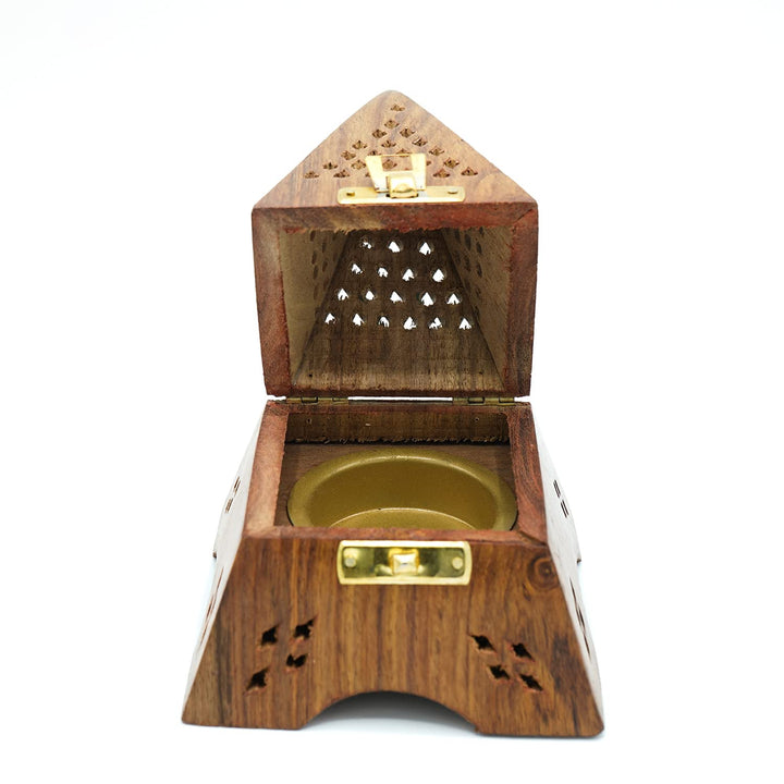 Naayaab Craft Pakka Sheesham Wood Agarbatti Incense Stick Box and Dhoop Stand Ash Catcher Decorative Handicraft Incense Holder (X-Large (10 x 10 x 15cm))
