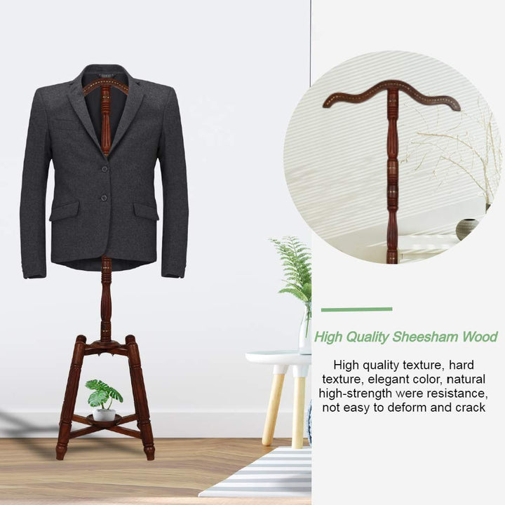 Naayaab Craft Pakka Sheesham Wood Pedestal Style Coat Stand OR Coat Rack Stand Cloth Hanger for Bedroom, Office, Hallway and Entryway (Dark Walnut, Size: 43 Inch)