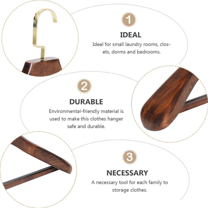 Naayaab Craft Wooden Non Slip 360° Swivel Hook Clothes Hanger, Wide Shoulder Hangers for Dress, Jacket, Pants - Brown (Pack of 1)
