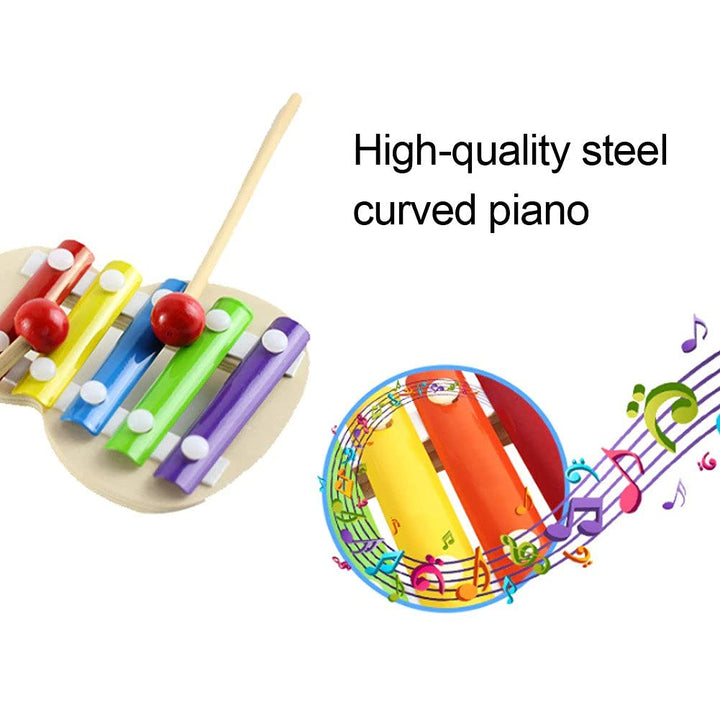 Naayaab Craft Guitar Xylophone with 5 Tones, Musical Toy for Kids with Child Safe Mallets, Best Educational Development Musical Kid Toy as Best Holiday/Birthday Gift for Your Mini Musicians, 5 Knocks