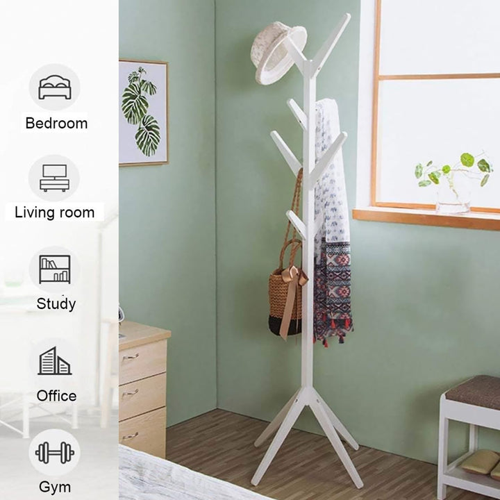 Naayaab Craft Coat Racks Coat Stand Free Standing with 8 Hooks Organize Hats Scarves, Clothes, Handbags for Entry Hallway Bedroom Room (45 x 45 x 175 cm) Multicolor