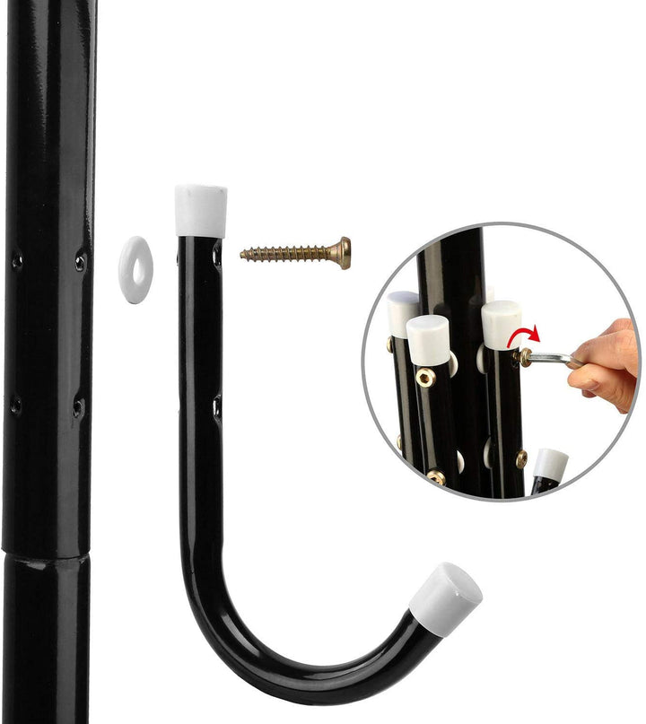 LEOPAX 8 Hook Metal Coat Stand | Coat Hanger for Hanging Clothes,Hats,Bag,Umbrella,Towels |Tree Standing Coat Rack | Clothing Rack, Modern Coat Hanger Stand for Home, Bedroom,Office(Black), Cm