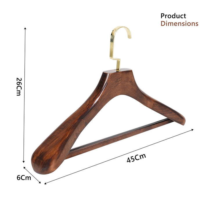 Naayaab Craft Wooden Non Slip 360° Swivel Hook Clothes Hanger, Wide Shoulder Hangers for Dress, Jacket, Pants - Brown (Pack of 1)