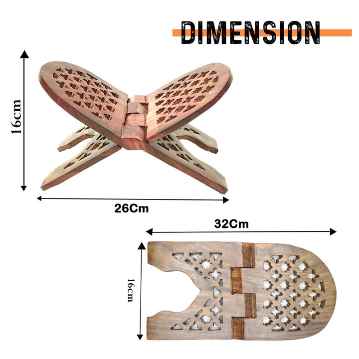Naayaab Craft Rihal | Sheesham Wooden Book Holder | Display Stand Folding Religious Prayer Rehal - Size (13 Inch)