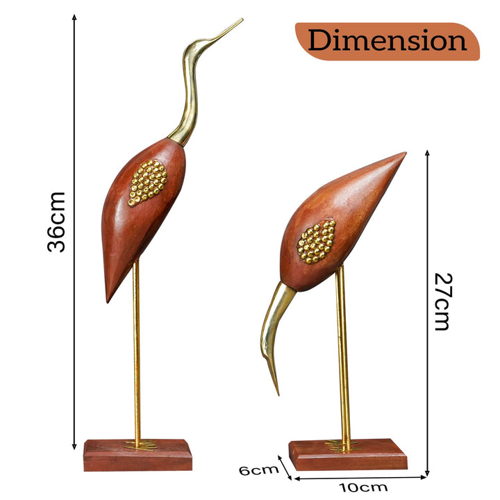 Naayaab Craft Premium Swan Pair Fantasy Showpiece,Wooden Show Pieces For Home Decor Items For Living Room Bedroom,Swan Crane Love Birds Good Luck Kissing Duck Show Piece-(Maroon,16 Inch)-Set Of 2