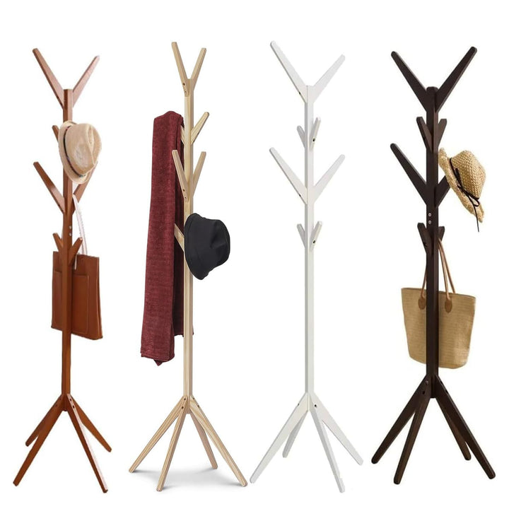 Naayaab Craft Coat Racks Coat Stand Free Standing with 8 Hooks Organize Hats Scarves, Clothes, Handbags for Entry Hallway Bedroom Room (45 x 45 x 175 cm) Multicolor