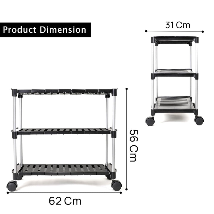 LEOPAX Metal Shoe Rack Organizer, 3 Tier Adjustable & Stackable Metal Iron Shoe Shelf, Shoe Storage Organizer for Closet Bedroom Entryway - Black (62 x 31 x 56cm)