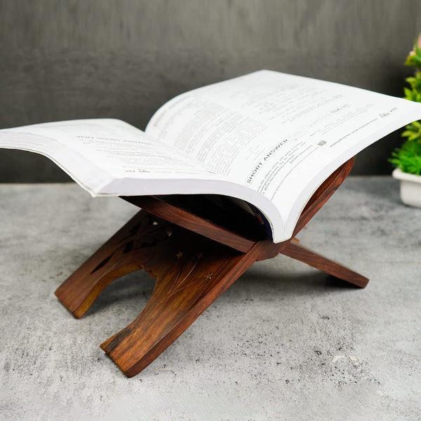 Naayaab Craft Premium Pakka Sheesham Wooden Rehal | Religious Holy Book Stand Holder - Size (15 Inch)