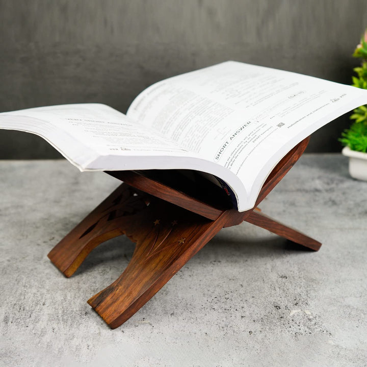 Naayaab Craft Premium Pakka Sheesham Wooden Rehal | Religious Holy Book Stand Holder - Size (15 Inch)