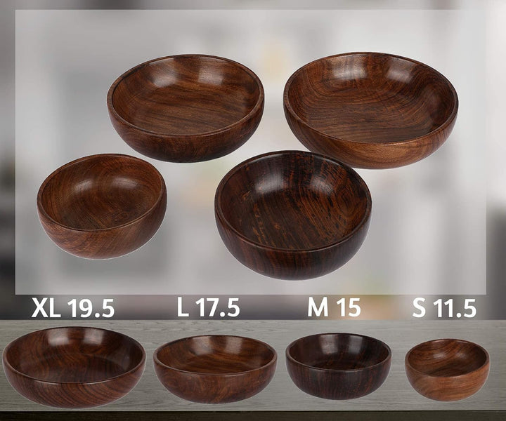 Naayaab Craft Sheesham Wood Classic Elegant Bowl, Multipurpose For Serving, Home & Kitchen Handcrafted (Brown) - Set Of 4, 1 ounce