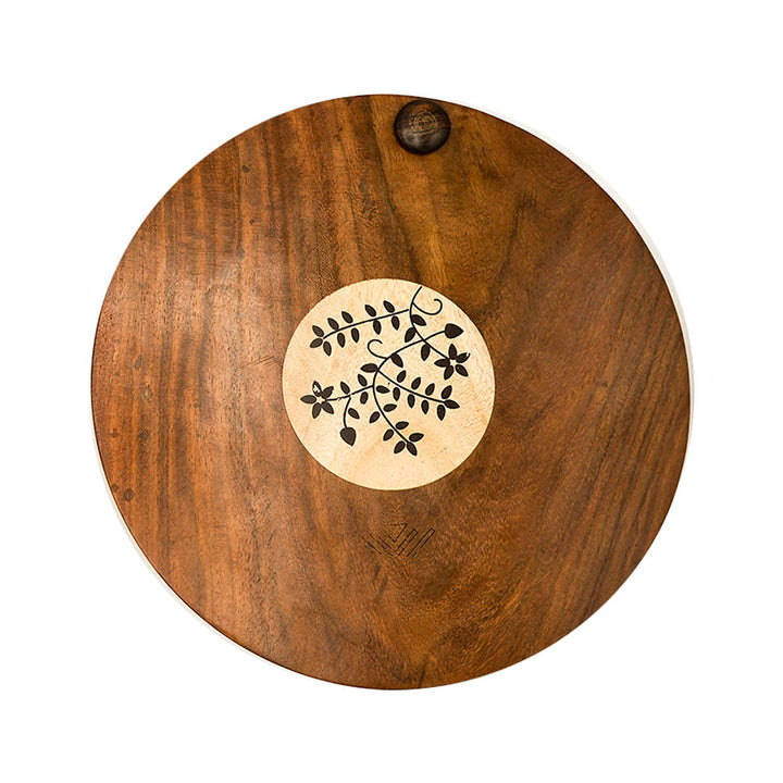 Naayaab Craft Sheesham Wooden Masala Box With Spoon - Spin Round Design - 10 inch