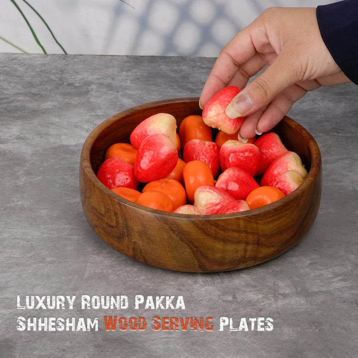 Naayaab Craft Glossy Finish Pakka Sheesham Wooden Handcrafted Bowl For Serveware & Decoration - Set Of 2 - 300 Ml