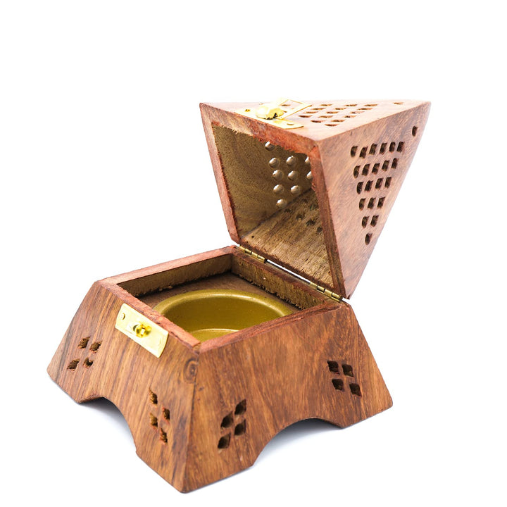 Naayaab Craft Pakka Sheesham Wood Agarbatti Incense Stick Box and Dhoop Stand Ash Catcher Decorative Handicraft Incense Holder (X-Large (10 x 10 x 15cm))