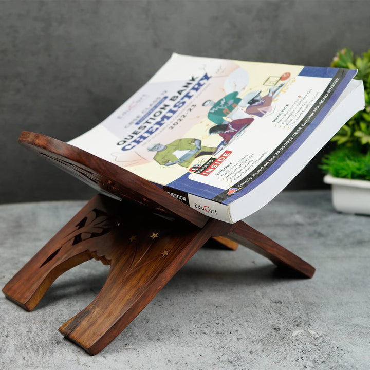 Naayaab Craft Premium Pakka Sheesham Wooden Rehal | Religious Holy Book Stand Holder - Size (15 Inch)