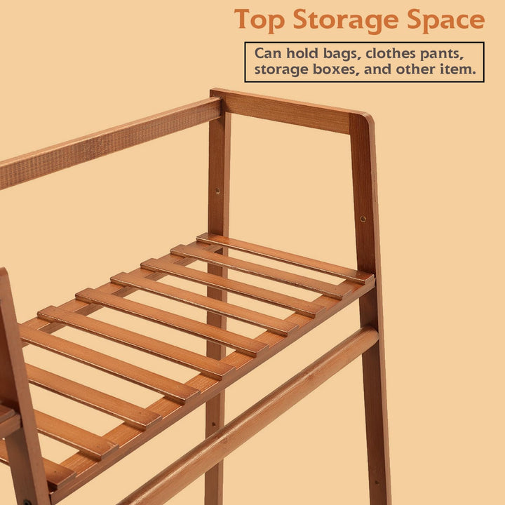 Naayaab Craft Premium Bamboo Clothes Garment Rack Dual Bar Coat Hanger Stand Clothing Storage Multipurpose Portable Wardrobe Closet Organizer Color - Brown (160 x 37 x 141cm)