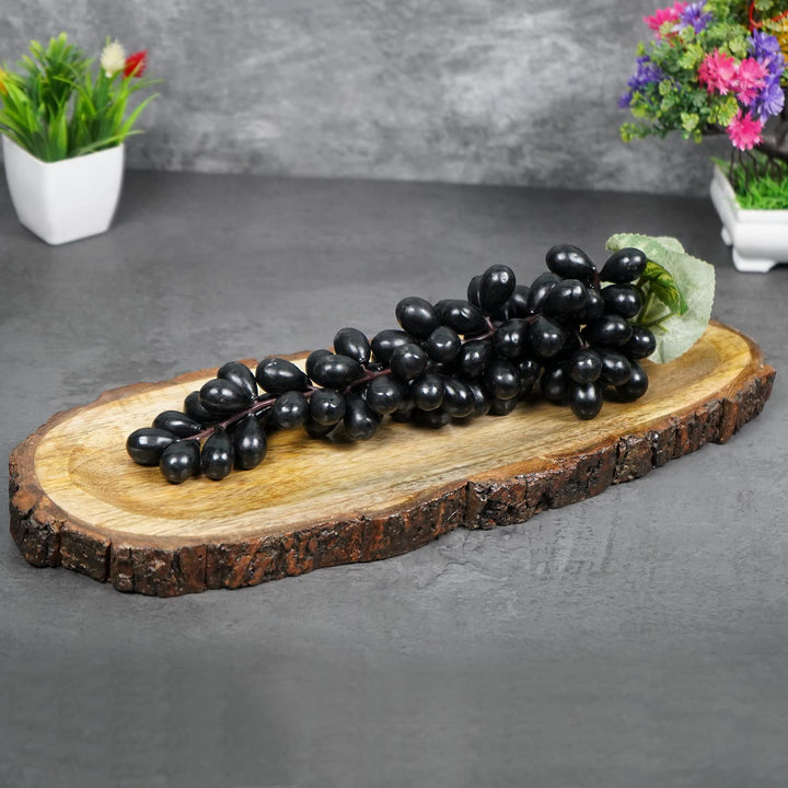 Naayaab Craft Mango Wood Handmade & Handcrafted Wooden Serving Tray (40 X 16 X 2 5 Cm)-Papaya Design Wooden Tray, Oval