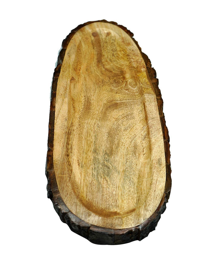 Naayaab Craft Mango Wood Handmade & Handcrafted Wooden Serving Tray (40 X 16 X 2 5 Cm)-Papaya Design Wooden Tray, Oval