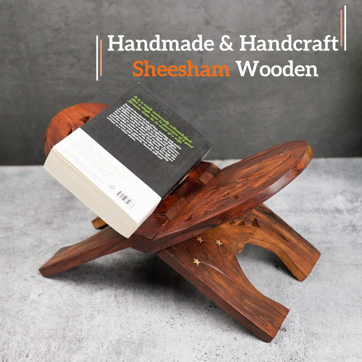 Naayaab Craft Premium Pakka Sheesham Wooden Rehal | Religious Holy Book Stand Holder - Size (15 Inch)