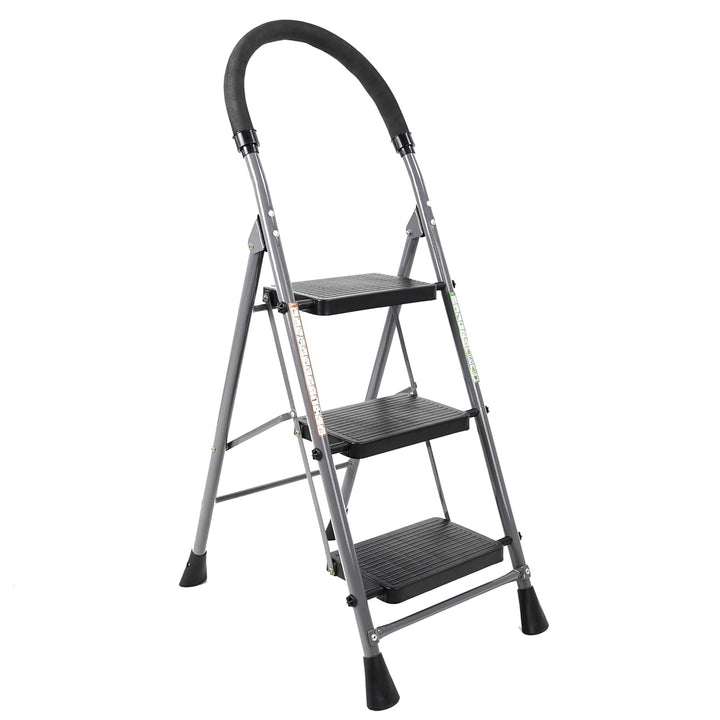 Naayaab Craft Step Stool Folding 3 Step Ladder | Heavy Duty Metal Iron Sturdy Wide Pedal | Lightweight | Anti-Slip | Portable & Collapsible | Step Ladder Perfect for Kitchen & Household