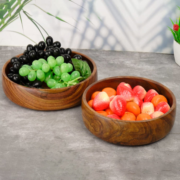 Naayaab Craft Glossy Finish Pakka Sheesham Wooden Handcrafted Bowl For Serveware & Decoration - Set Of 2 - 300 Ml