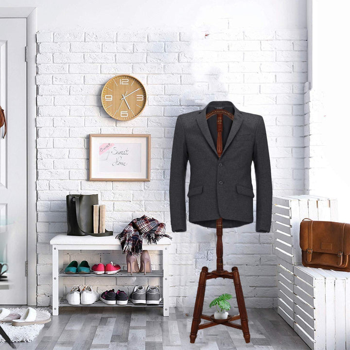 Naayaab Craft Pakka Sheesham Wood Pedestal Style Coat Stand OR Coat Rack Stand Cloth Hanger for Bedroom, Office, Hallway and Entryway (Dark Walnut, Size: 43 Inch)